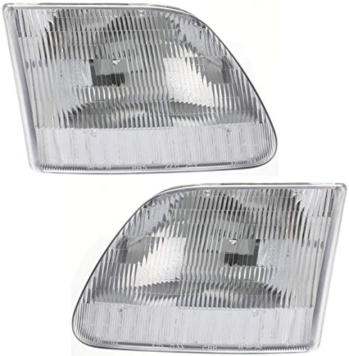 Evan Fischer Driver and Passenger Side Headlight for Ford F-150 1997-2003 Halogen With bulbs Built From July 1996; Non-SVT Replaces # 3L3Z13008CA, 3L3Z13008DA
