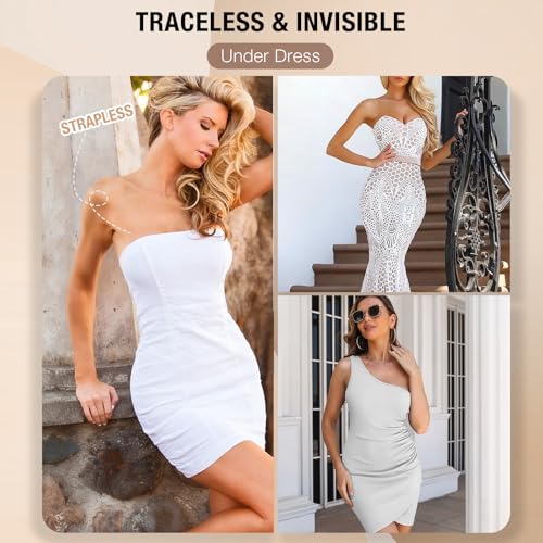 Image of Shapewear Bodysuit Tummy Control Strapless Bra Shapewear for Women Strapless Faja Body Shaper Thong Light Shapewear