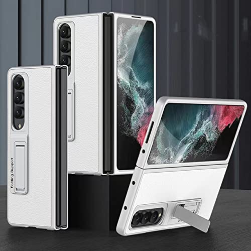 Étui en cuir pour Samsung Z Fold 4 protection rigide ultra fine premium blanc argent