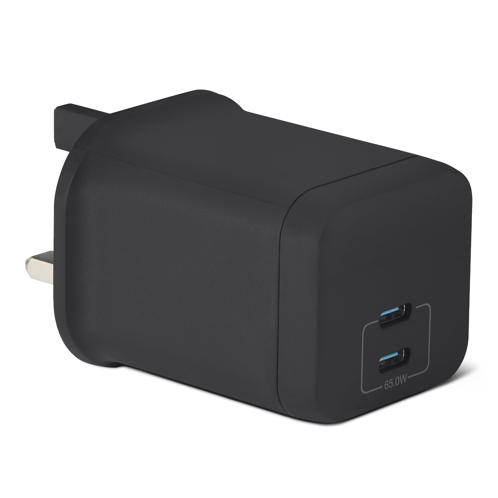 Amazon Basics Fast Charging USB C Nano GaN Wall Charger, 65W 2-Port for Laptops, Tablets, Phones, Black