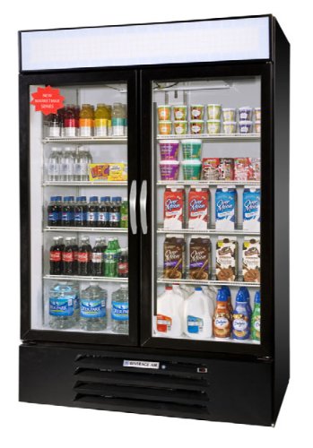 Beverage Air Mmr44-1-B-LED Marketmax 47" Two Section Glass Door Reach-In Merchandiser Refrigerator With LED Lighting 45 Cu.Ft. Capacity Black Exterior And Bottom Mounted on Fridge.com - View 1