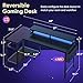 DUMOS Gaming Desk, Computer Desk with USB Charging Ports, Power Outlets, Type-C and LED Lights, Reversible L Shaped Desk with Storage Shelves & Monitor Stand for Office Gaming Room Black 48IN