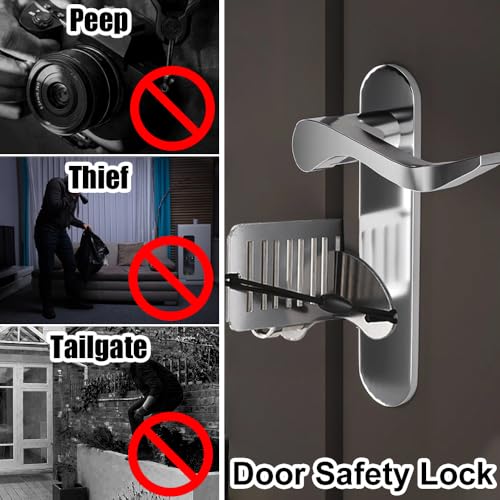 3 Pack Portable Door Lock Stainless Steel Door Jammer Travel Safety Hotel Door Lock for Punch-Free Anti-Theft Hotel School Home Apartment Security Devices Door Self Defense - Image 6