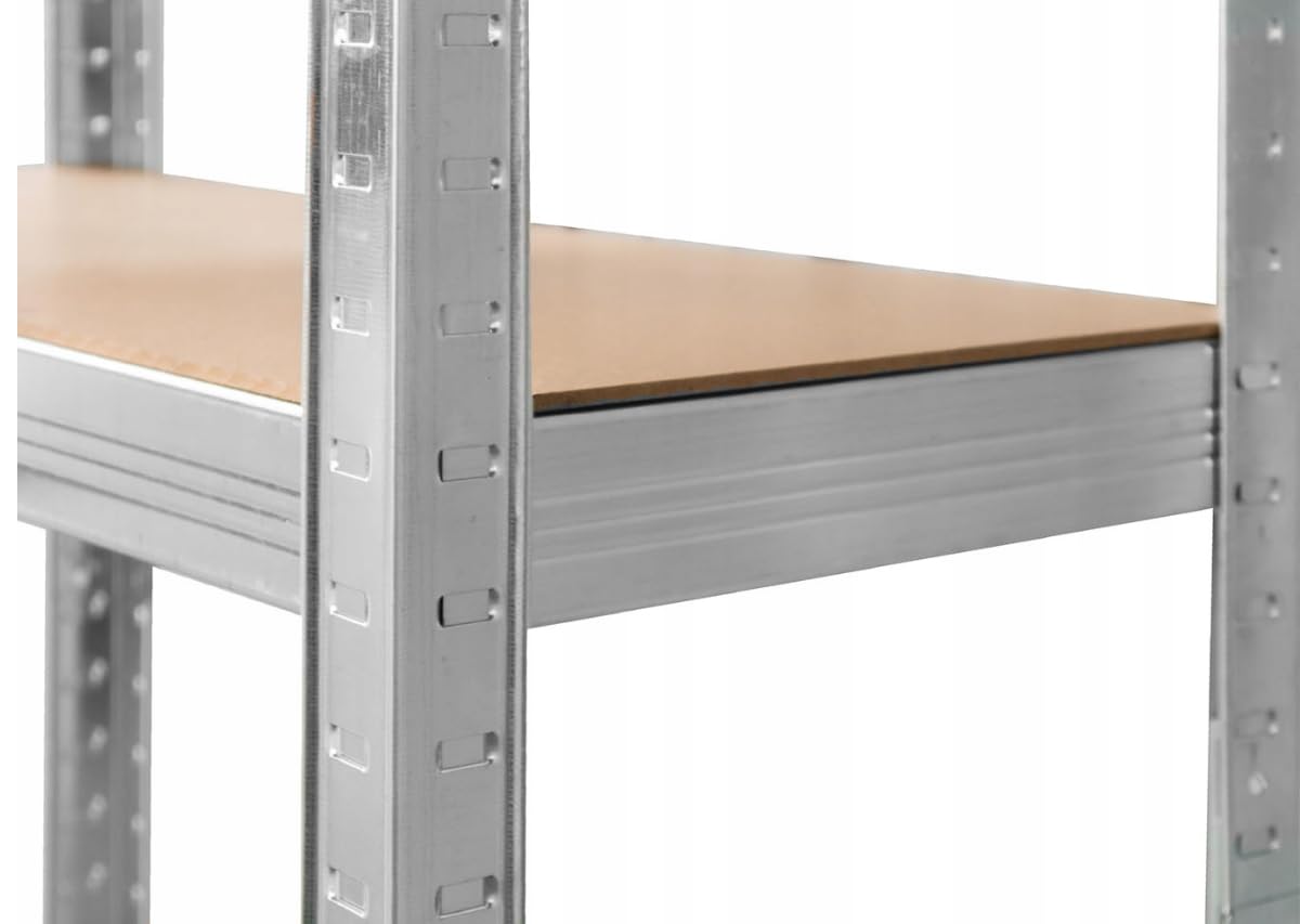 BDW - Scaffale Metallico a 5 Ripiani 2 in 1, Rinforzato, Carico Fino a 175 kg, Montaggio senza Viti, per Garage, Cantina, Dispensa, Magazzino e Ufficio - 180x90x30cm - Argento