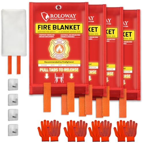 ROLOWAY Emergency Fire Blanket for Home and Kitchen, Fire Suppression