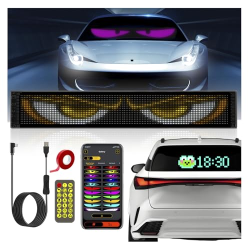 Großes LED-Auge für LKW (59x12cm) - Flexible programmierbare LED-Anzeige - Fernbedienung & Bluetooth für Lauftext & Muster - Ideal für dynamische Werbung