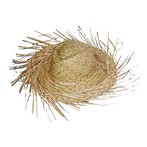 LOT 10 GRAND CHAPEAU DE PAILLE BEIGE ADULTE 52 CM DEGUISEMENT