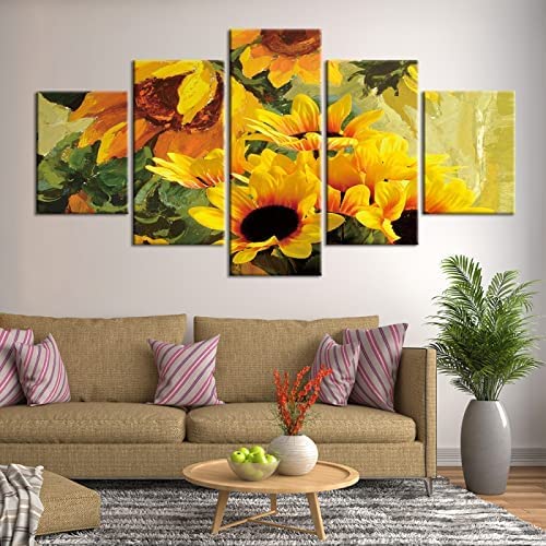 Impressions Sur Toile pour Habiller un Mur Vide | Peinture Tournesol XL avec Cadre