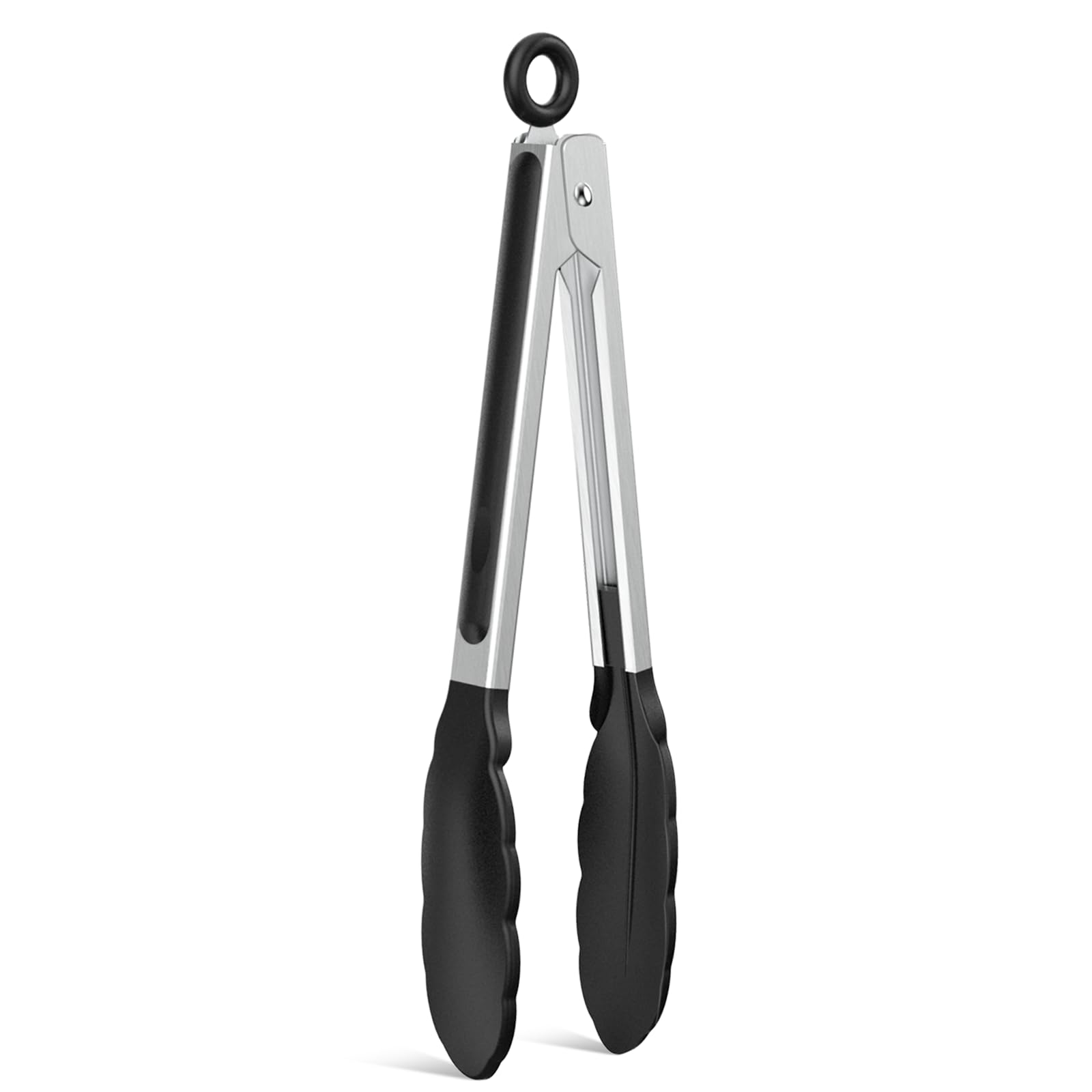 NileHome Tongs for Cooking, Professional Stainless Steel Metal Tongs – Heat-Resistant for Grilling, BBQ, Serving Salad, Pasta, and Kitchen Use, Dishwasher Safe, Set of 9,Black — image 1