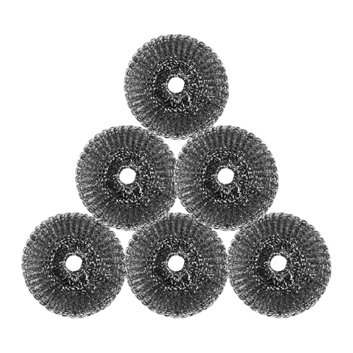 Image of 6 Pcs Steel Wool Scrubber, Stainless Steel Scrubber for Cleaning Kitchen and Household Stubborn Messes from Stoves Pans Pots Grill Sink, Replacement Wire Brush Set (Only Replacement Pad)