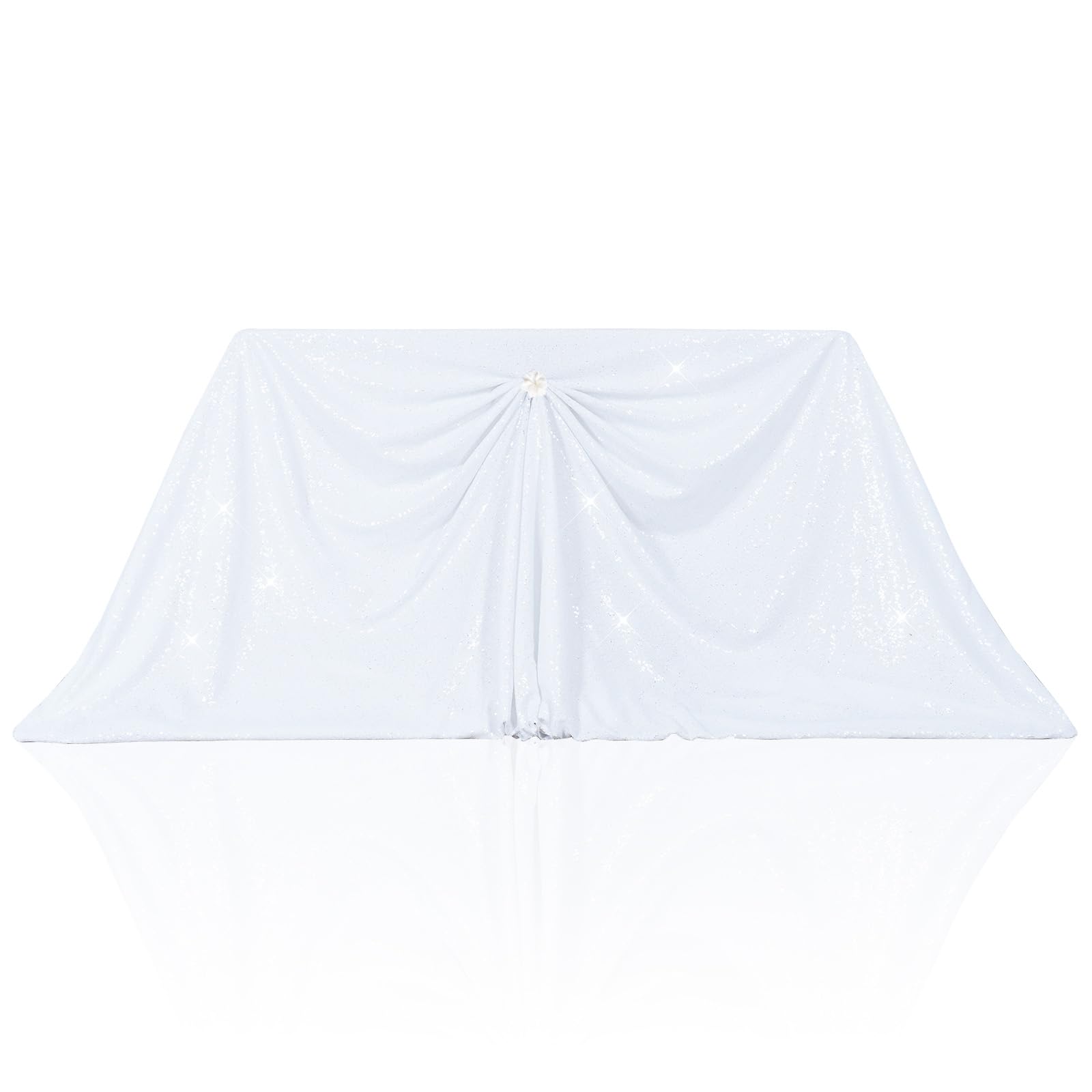 PartyDelight Sequin Tablecloth White Sparkly Rectangular Table Cloth Wedding Sweetheart Christmas 48"x72"