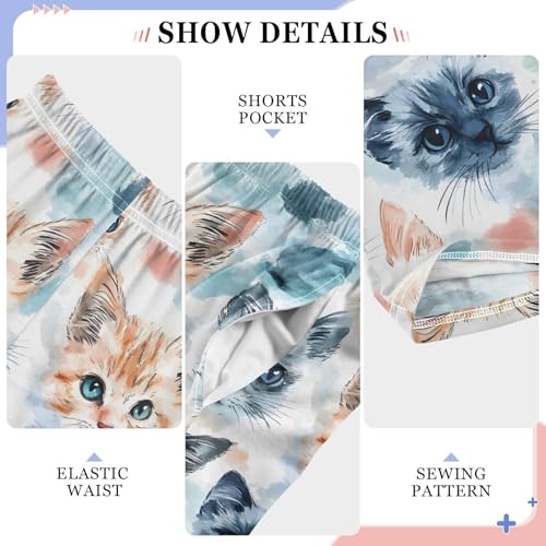 Pajama Pants Watercolor Cats Face PJ Bottoms Sleepwear Lounge Sleep Pant with Pockets4