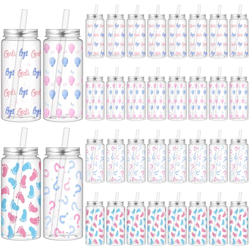 Skylety 36 Sets Gender Reveal Plastic Cups Bulk 14oz...