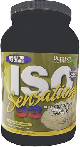 Ultimate Nutrition ISO Sensation 93 polvo aislante de proteína de suero puro con 1.06onzas de proteína de bajo contenido de carbohidratos, proteína