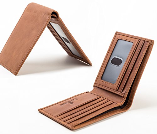 RFID Blocking Genuine Leather Wallet for Men-Excellent as Travel Bifold /Ultra Strong Stitching/Slim Billfold/Gift for Him (Desert brown-Crazy horse leather) - Image 4