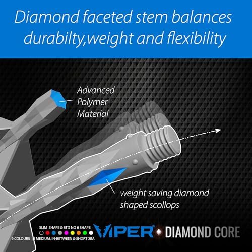 Viper Diamond Core Integrated Dart Flight & Shaft System - Precision Darting Accessory with Tough Polymers for Enhanced Performance, Set of 3, Medium Shaft, Slim Flight, Black - 4