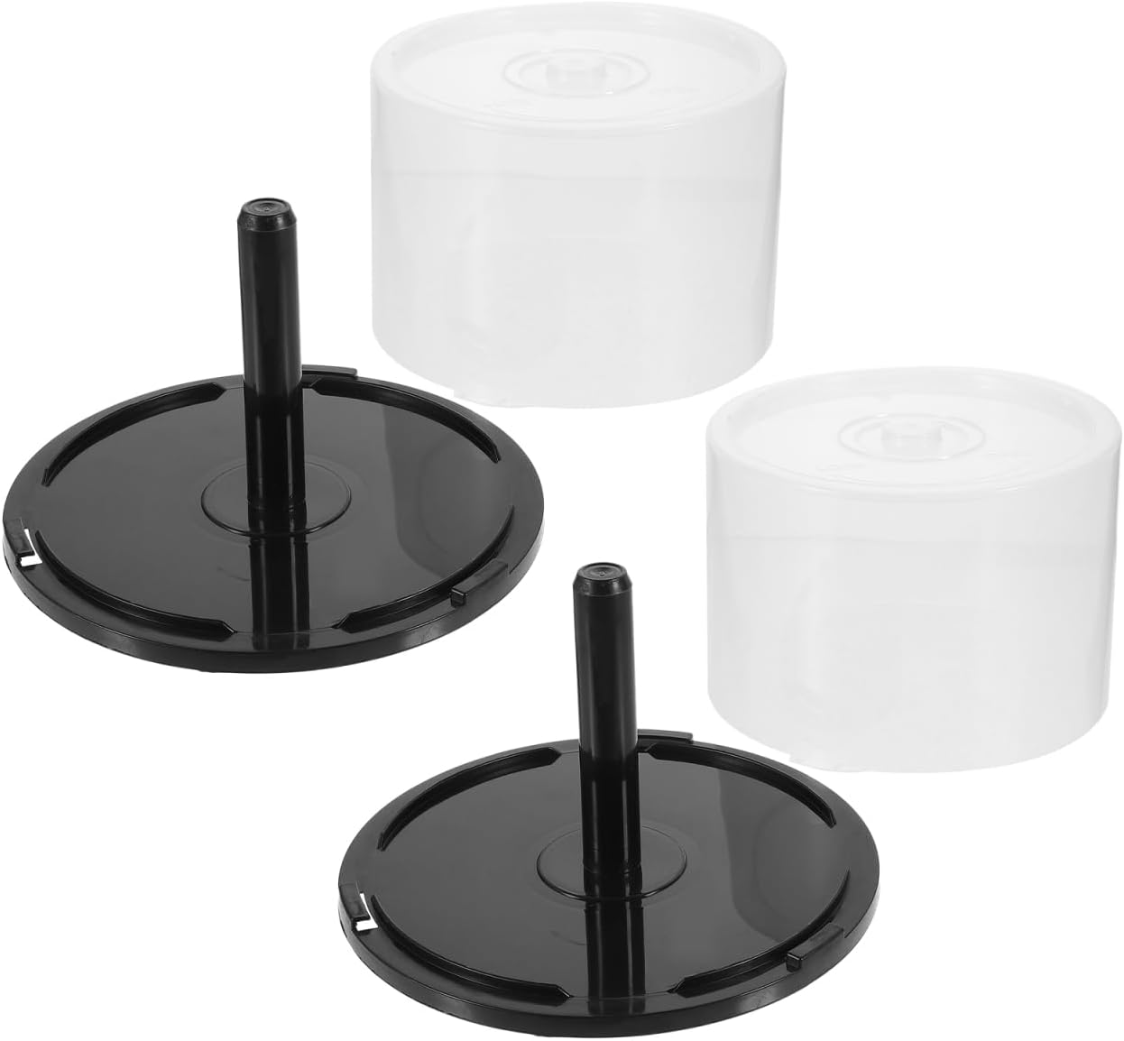 Uonlytech Empty Cd Dvd Cake Box Spindle, 2pcs Empty Dvd Storage Bucket 50-disc Cd or Dvd Cakeboxes Holders in Clear Cover Dvd Storage Containers Organizer for Bar Home