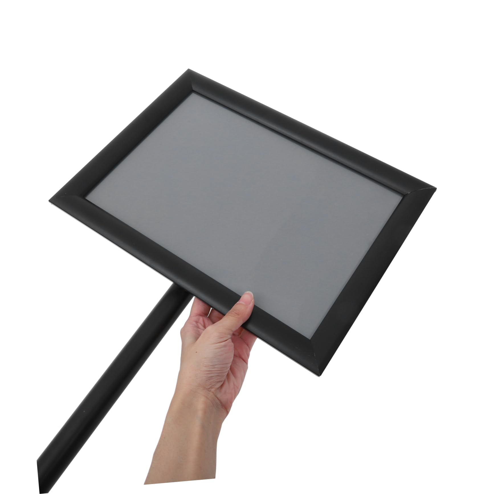 Soporte para Carteles de Suelo A4 Negro de Acero Inoxidable | Estructura Simple, Instalación Fácil, Portátil, Acabado en Pp, Formato Comercial