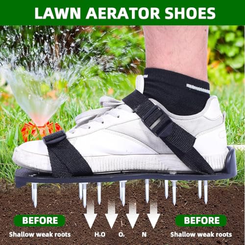 Image of HASTHIP Lawn Aerator Spiked Shoes, Dual-Strap Sandals, 1 Pair