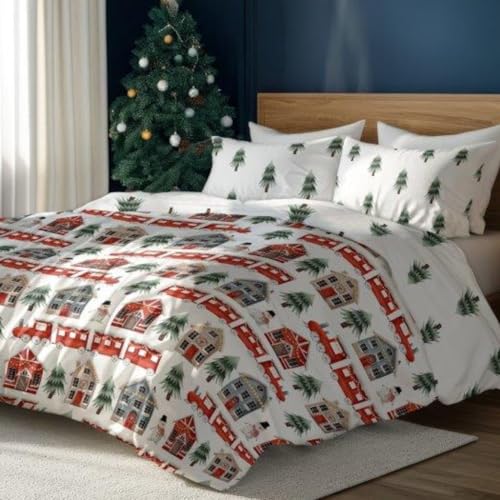 Faro Bettwäsche Set Baumwoll Weihnachtsbettwäsche (Weiß Bunt –...