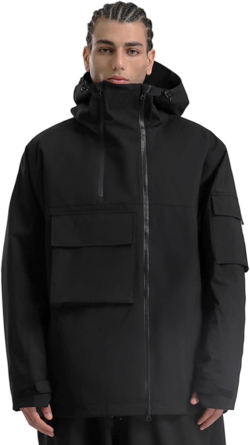 GSOU SNOW Men Ski Jacket Snowboard Waterproof Baggy Snow Coat Warm Winter Sport Hooded