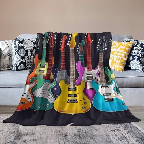 Couverture de lit à motif guitares pour vos soirées cocooning