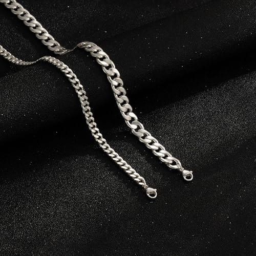 Image of Gold Ankle Bracelets for Women Waterproof - Dainty Gold Anklets Trendy Layered 14K Gold /Silver Plated Stackable Chunky Cuban Link Chian Anklet Bracelet Set for Women Non Tarnish Beach Jewelry Gift