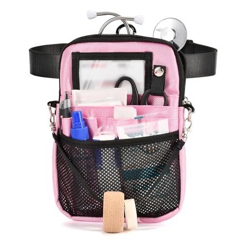 Women's Nursing Fanny Pack with Multi-Pocket Organizer - Ideal Nurse Waist Bag for Daily Essentials, Nurse Tool Belt for Effortless Carry (Pink, Large)