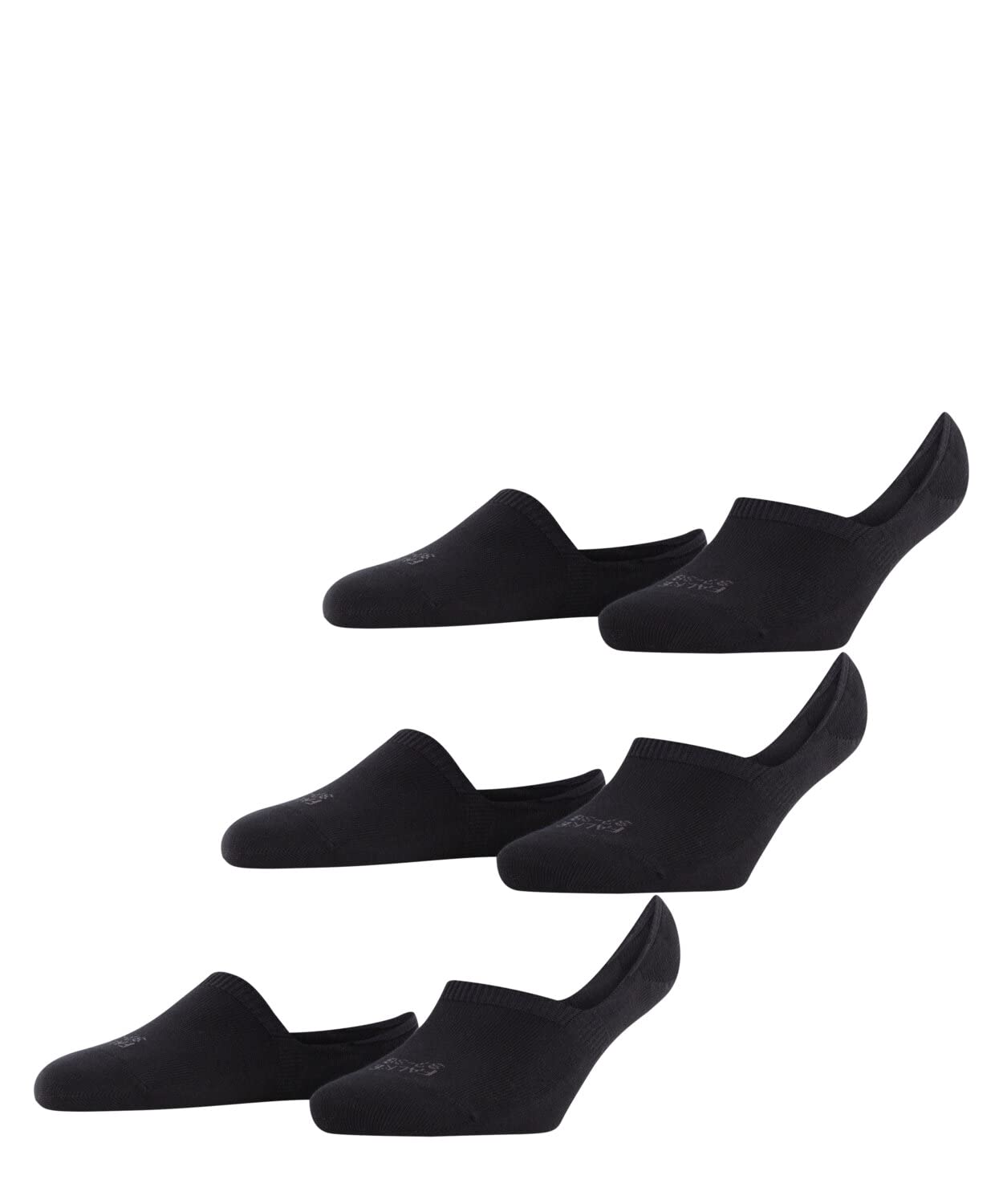 FALKE Women's Invisible Step High Cut Multipack W In Cotton No-Show Plain 3 Pairs Liner Socks, Black 3000, 2.5-3.5