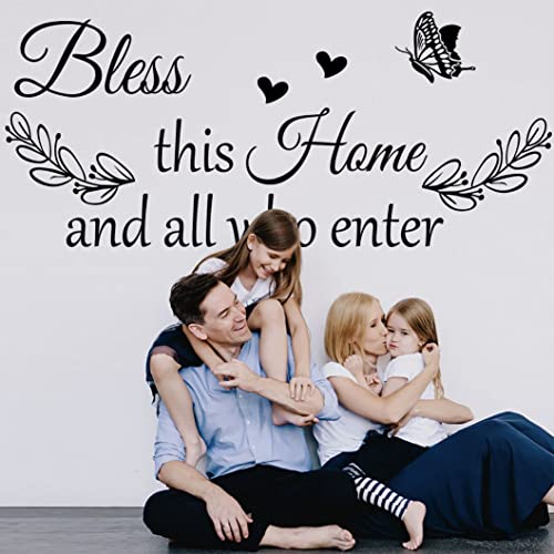 Vinyl Wall Sticker For Living Room Wall Word Quotes Bless This Home And All Who Enter Wall Decals Entryway Living Room Décor Art Letters Quotes Stencil Wall Quote Art Dining Room Entryway And Bedroom Wall Decal Home #TOP2