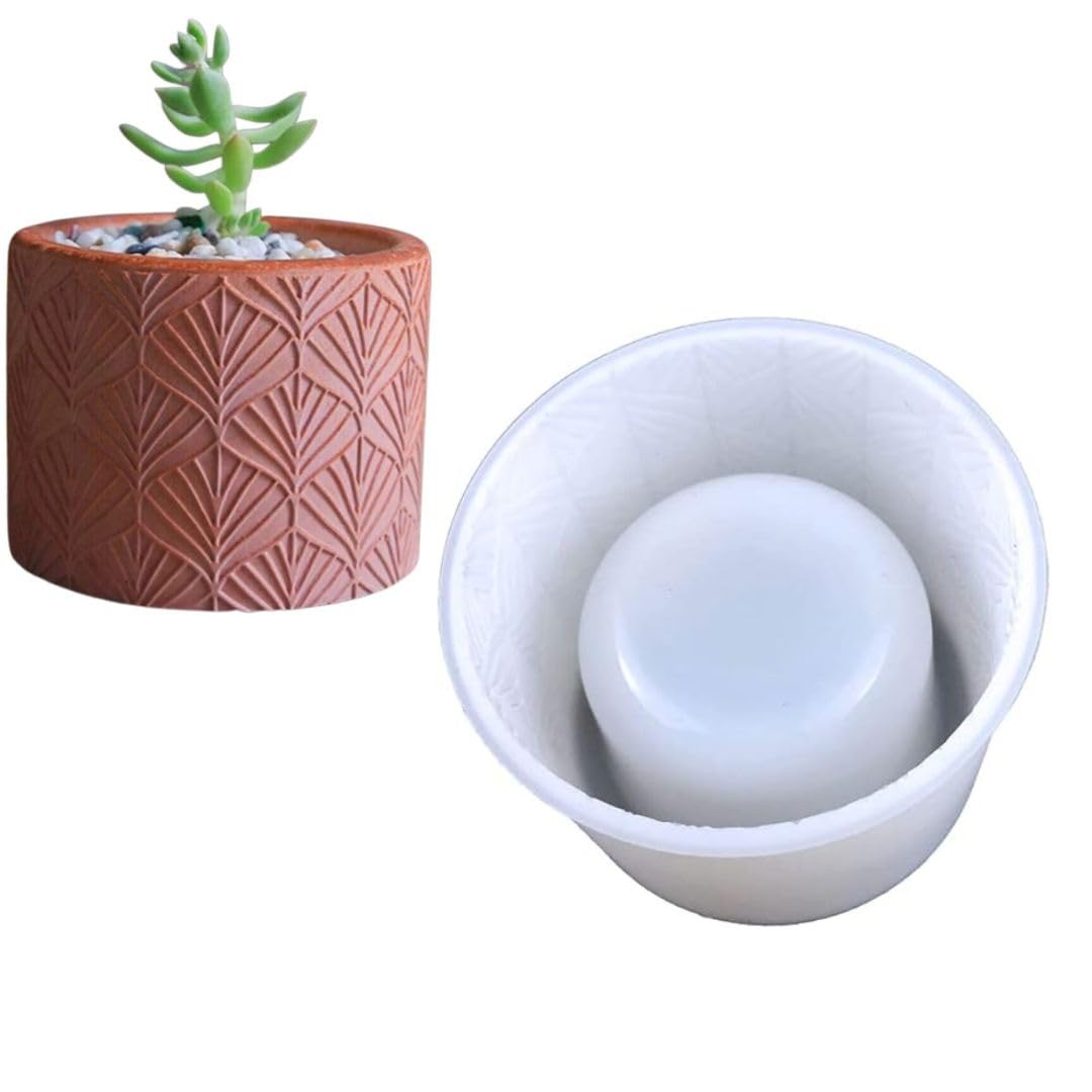 R H LIFESTYLE Flower Pot Silicone Mold Concrete Succulent Planter Vase Mold Candle Pen Holder Plaster Epoxy Resin Cement Clay Mould. (Shape B- Leaf)-picture-19