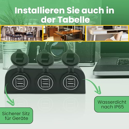 Offgridtec Zelt 3-Loch-Montagehalterung für Zigarettenanzünder, USB- & Schalter-Steckdosen mit 2 Schrauben - IP65 wasserdicht, staubdicht, langlebiger PA66 Kunststoff, 12-24V für Off-Grid -Anwendungen