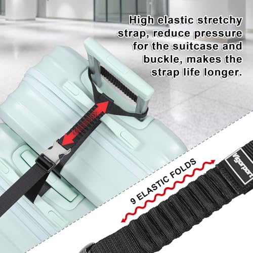 Vigorport Luggage Straps, Metal Luggage Connector Straps for Suitcases, Stretchable Add A Bag Adjustable Attachment Accessories Belts (Black, Large)3