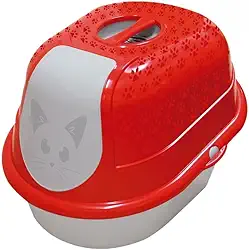 BANDEJA HIGIÊNICA PARA GATOS CAIXA DE AREIA FECHADA GRANDE CAT TOALETE FILTRO ANTIODOR FURACÃO PET (VERMELHO)
