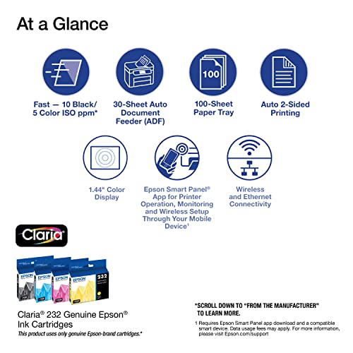 Image of Epson Workforce WF-2930 Wireless All-in-One Printer with Scan, Copy, Fax, Auto Document Feeder, Automatic 2-Sided Printing and 1.4 inch Color Display,Black