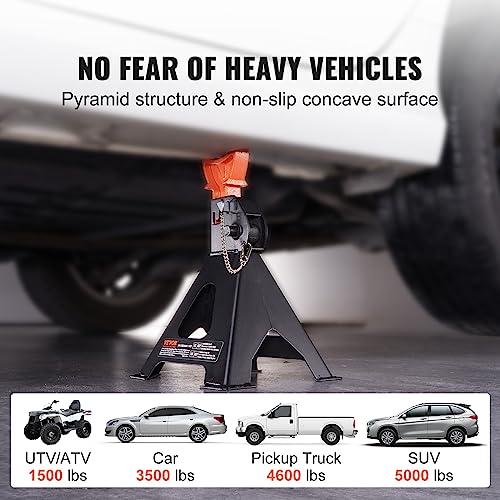 Image of VEVOR Jack Stands, 3 Ton (6,000 lbs) Capacity Car Jack Stands Double Locking, 10.8-16.3 inch Adjustable Height, for Lifting SUV, Pickup Truck, Car and UTV /ATV, Red, 1 Pair