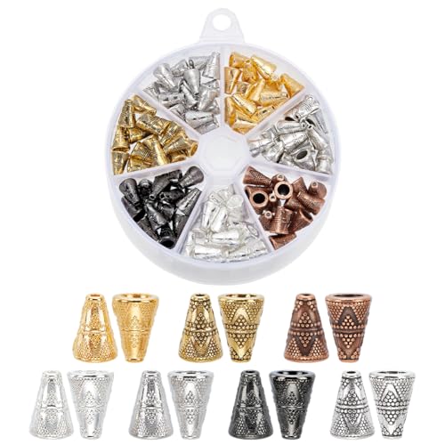 PH PandaHall 105pcs Cone Bead Caps Antique Spacer Beads, 7