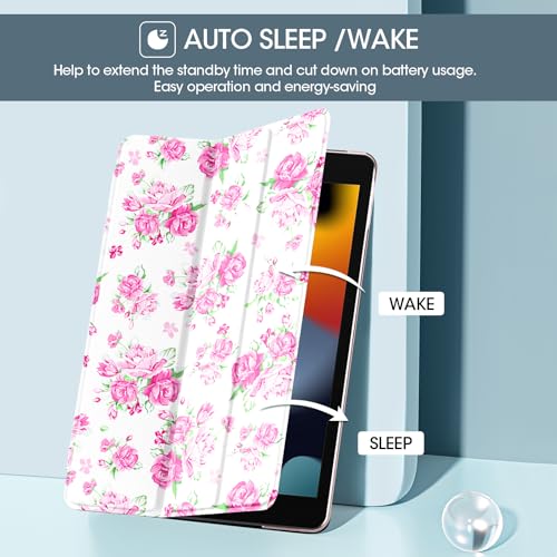 Image of ProCase for iPad 9th / 8th / 7th Generation Case 10.2 Inch (2021 /2020 /2019 Release), 10.2 iPad Case 9th / 8th / 7th Gen Cover, Slim Smart Cover with Translucent Hard Shell Back -Pinkrose