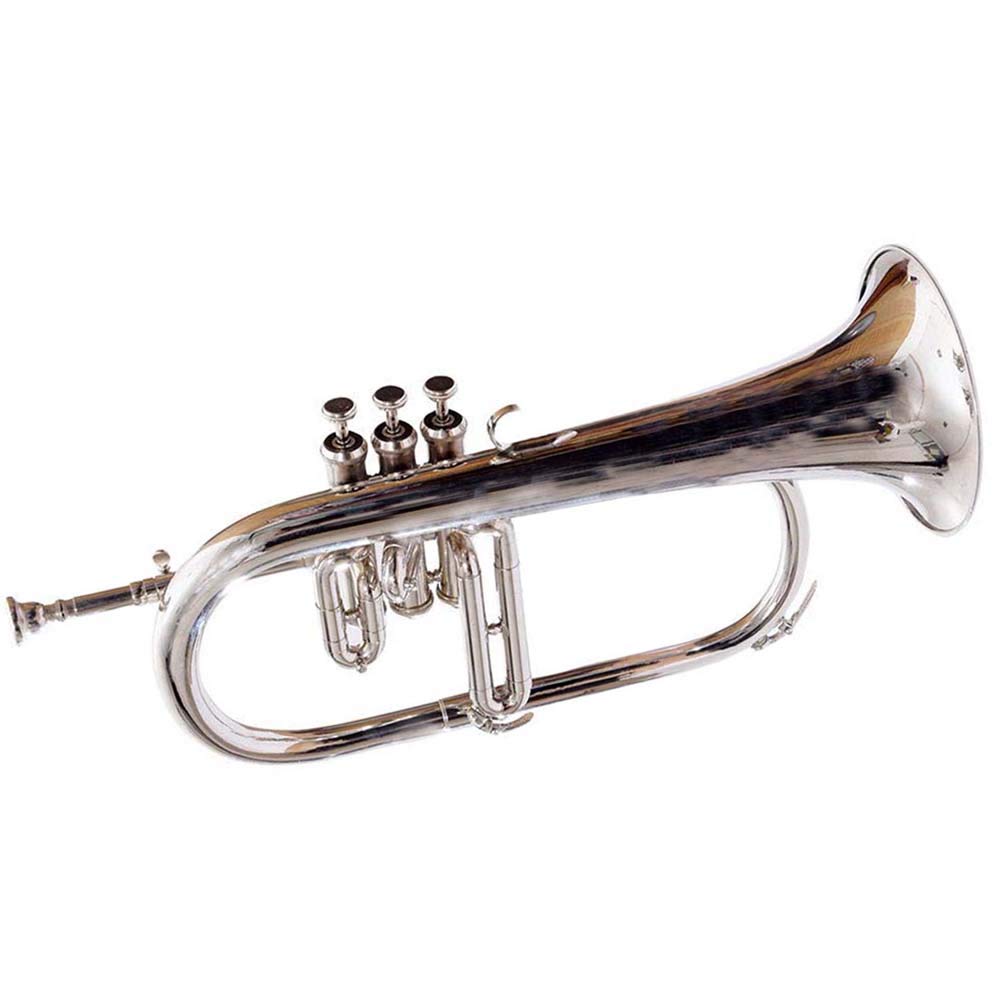 SCEXPORTS Silver Chrome Flugel Horn Bb Flat With Free Case Box & Mouth fluglehorn. - Image 2