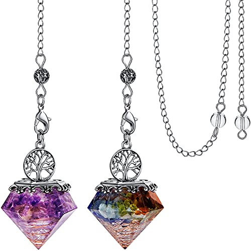 Hicarer 7 Chakra Crystal Pendulum for Divination (2-Pack)