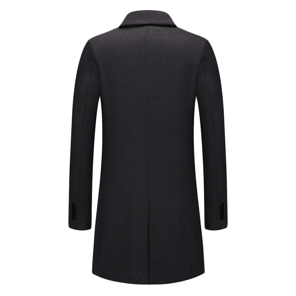Allthemen Manteau Homme Hiver Mi-Long Trench Coat en Laine Chaud Veste Slim Parka Couleur Unie Pardessus Coupe Vent