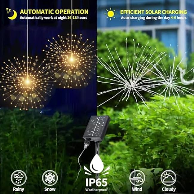 Fireworks Lights Solar Garden Decorative Lights LED Warm Light