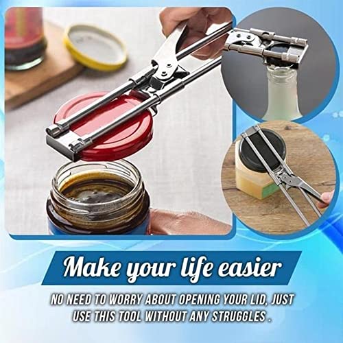 Adjustable Multifunctional Stainless Steel Can Opener, New Easy Jar Opener For Weak Hands, Manual Jar Lid Gripper For Seniors With Arthritis, Bottle Opener Kitchen Gadgets (1 Pcs) #TOP1