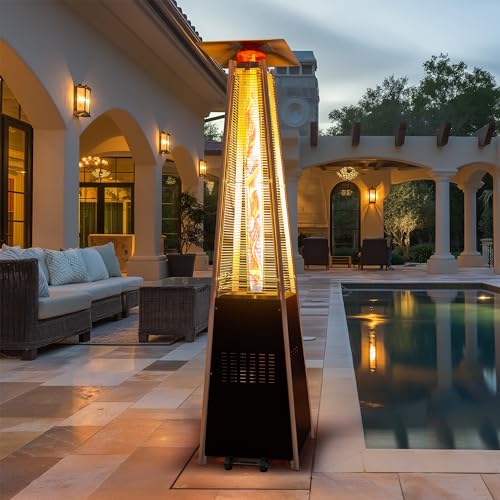 PATIOPIA 48,000 BTU Flame Pyramid Pool Heater With Cover, Triple Safety Protection Portable Patio Heater with Patio Cover, Warm Glass Tube with Durable Wheels-Black - Image 3