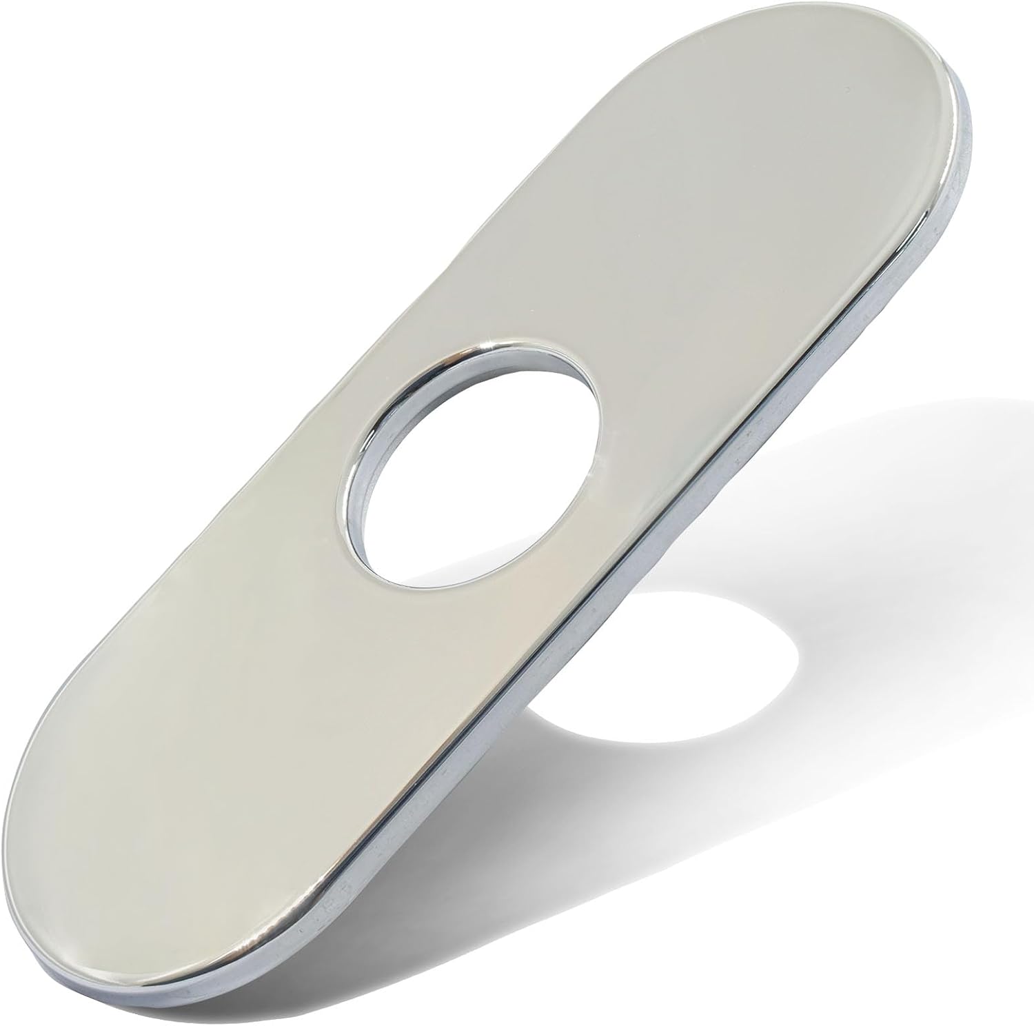 Hordion 6" Faucet Deck Plate, Stainless Steel Sink Cover Plate Escutcheon Fit for 1 Hole or 3 Hole 4 Inch Centerset Basins, Chrome