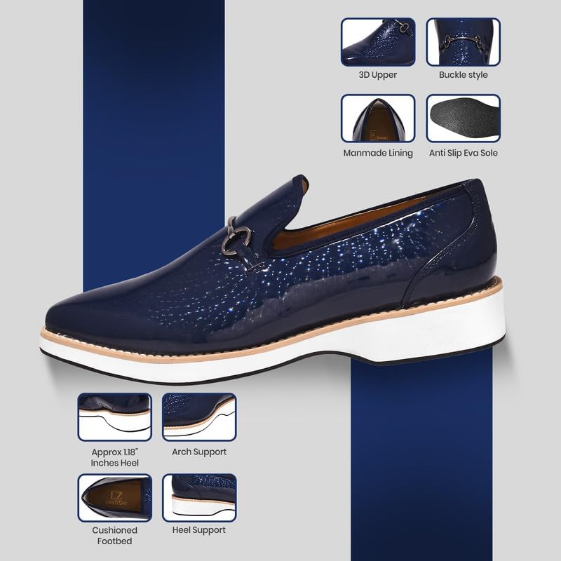 LIBERTYZENO Mens Tuxedo 3D Print Manmade Leather Adults Noble Penny Loafers Slip On Wedding Party Shoes for Prom Graduation3