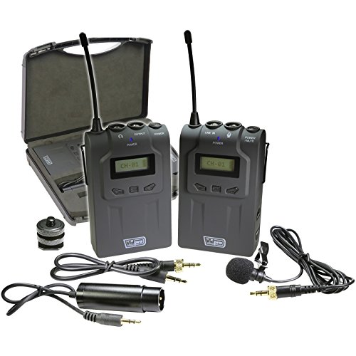 Best Deal Cheap 🛒 Vidpro XM-W4 Professional UHF Wireless Microphone System with Lavalier & Case
