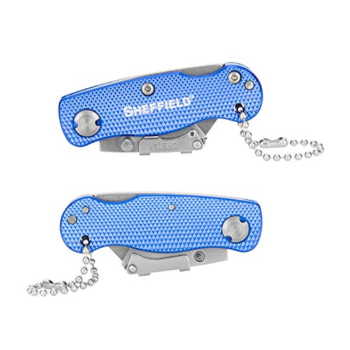 Image of Sheffield Mini Box Cutter, Mini Utility Knife Aluminum Handle, Accepts Mini Utility Blades, Keychain Knife for Home, Office, Trades, and Warehouse