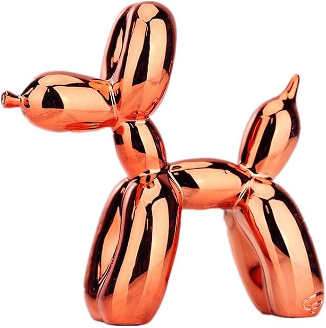 LZHLMCL Balloon Dog Figurine 10Cm Resin Dog Crafts Balloon Dog Sculpture Home Decorations Living Room Desktop Animal Decor Ornament Orange