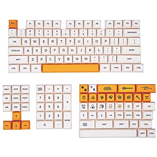 UniCusMech Keycaps Full Set 141 Keys PBT XDA Profile Dye Sublimation ANSI Layout Mechanical Gaming Keyboard Kailh Gateron Holy Panda Cherry MX Switches (Honey Milk, English)